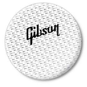 Значок с принтом Gibson ,  металл | круглая форма, металлическая застежка в виде булавки | Тематика изображения на принте: fender | gibson | guitar | ibanez | music | rock | гитара | музыка | рок