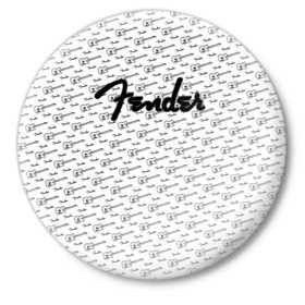 Значок с принтом Fender ,  металл | круглая форма, металлическая застежка в виде булавки | fender | gibson | guitar | ibanez | music | rock | гитара | музыка | рок