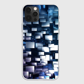 Чехол для iPhone 12 Pro Max с принтом 3D куб , Силикон |  | абстракция | геометрия | квадраты | металлический | синие | стальные | текстура | фигуры