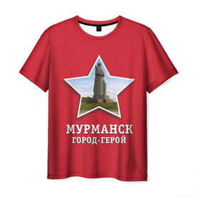 Мужская футболка 3D с принтом Мурманск город-герой , 100% полиэфир | прямой крой, круглый вырез горловины, длина до линии бедер | 9мая | великая | война | герой | город | день | мурманск | отечественная | победы
