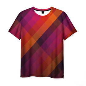 Мужская футболка 3D с принтом Ромбы, красная текстура , 100% полиэфир | прямой крой, круглый вырез горловины, длина до линии бедер | геометрия | грязный метал | красные | линии | металлический | полосы | ромбы | серые | текстура