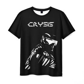 Мужская футболка 3D с принтом CRYSIS , 100% полиэфир | прямой крой, круглый вырез горловины, длина до линии бедер | Тематика изображения на принте: crysis | другие | игра | крайзис | кризис | надпись | прикольные | пророк | черно белый