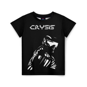 Детская футболка 3D с принтом CRYSIS , 100% гипоаллергенный полиэфир | прямой крой, круглый вырез горловины, длина до линии бедер, чуть спущенное плечо, ткань немного тянется | crysis | другие | игра | крайзис | кризис | надпись | прикольные | пророк | черно белый