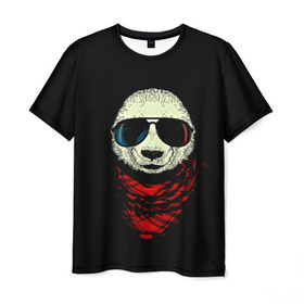 Мужская футболка 3D с принтом Панда Хипстер , 100% полиэфир | прямой крой, круглый вырез горловины, длина до линии бедер | 3d | бандана | животные | медвежата | очки | панда хипстер | прикольные | стильные
