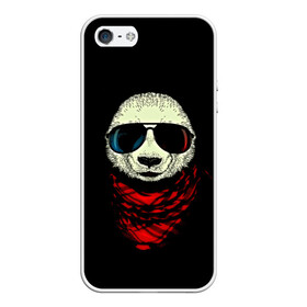 Чехол для iPhone 5/5S матовый с принтом Панда Хипстер , Силикон | Область печати: задняя сторона чехла, без боковых панелей | 3d | бандана | животные | медвежата | очки | панда хипстер | прикольные | стильные