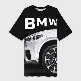 Платье-футболка 3D с принтом BMW белая ,  |  | bmw | x3 x4 x5 x6 x7 x8 | авто | автомобиль | блатная | бмв | бумер | бэха | иномарка | концерн | красивая | крутая | марка немецкая | машина | пацанский таз | прикольная | тачила | тачка