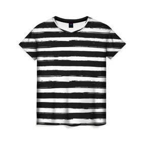 Женская футболка 3D с принтом Тельняшка , 100% полиэфир ( синтетическое хлопкоподобное полотно) | прямой крой, круглый вырез горловины, длина до линии бедер | геометрия | зебра | линии | полосы | тельняшка | узор | черно белый