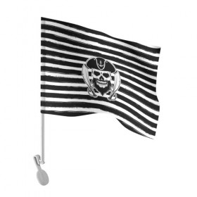 Флаг для автомобиля с принтом Тельняшка , 100% полиэстер | Размер: 30*21 см | геометрия | линии | море | океан | оружие | пират | полосы | тельняшка | череп | черно белый | шляпа | якорь