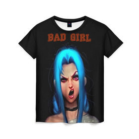 Женская футболка 3D с принтом Bad Girl , 100% полиэфир ( синтетическое хлопкоподобное полотно) | прямой крой, круглый вырез горловины, длина до линии бедер | 3d | girl | девушка | прикольные | рок | синие волосы | скандалистка | эмо