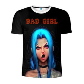 Мужская футболка 3D спортивная с принтом Bad Girl , 100% полиэстер с улучшенными характеристиками | приталенный силуэт, круглая горловина, широкие плечи, сужается к линии бедра | Тематика изображения на принте: 3d | girl | девушка | прикольные | рок | синие волосы | скандалистка | эмо