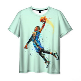 Мужская футболка 3D с принтом Russell Westbrook , 100% полиэфир | прямой крой, круглый вырез горловины, длина до линии бедер | basketball | nba | oklahoma city | russell westbrook | thunder | арт | баскетбол | картинка | краски | оклахома сити | прикольные | рассел уэстбрук | рисунок | спорт | тандер | цветные | яркие