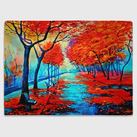 Плед 3D с принтом Autumn , 100% полиэстер | закругленные углы, все края обработаны. Ткань не мнется и не растягивается | 3d | вода | деревья | другие | желтый | живопись | картинка | краски | листья | осень | пейзаж | прикольные | природа | река | рисунок | яркие