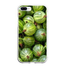 Чехол для iPhone 7Plus/8 Plus матовый с принтом Крыжовник , Силикон | Область печати: задняя сторона чехла, без боковых панелей | еда | зеленый | крыжовник | растения | текстура | фрукты | ягоды