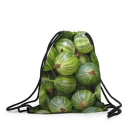 Рюкзак-мешок 3D с принтом Крыжовник , 100% полиэстер | плотность ткани — 200 г/м2, размер — 35 х 45 см; лямки — толстые шнурки, застежка на шнуровке, без карманов и подкладки | еда | зеленый | крыжовник | растения | текстура | фрукты | ягоды
