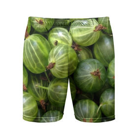 Мужские шорты 3D спортивные с принтом Крыжовник ,  |  | Тематика изображения на принте: еда | зеленый | крыжовник | растения | текстура | фрукты | ягоды