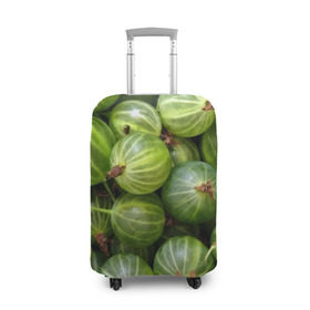 Чехол для чемодана 3D с принтом Крыжовник , 86% полиэфир, 14% спандекс | двустороннее нанесение принта, прорези для ручек и колес | еда | зеленый | крыжовник | растения | текстура | фрукты | ягоды