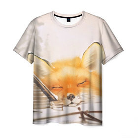 Мужская футболка 3D с принтом Сон , 100% полиэфир | прямой крой, круглый вырез горловины, длина до линии бедер | Тематика изображения на принте: fox | red | лиса | лисенок | рыжая