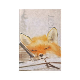 Обложка для паспорта матовая кожа с принтом Сон , натуральная матовая кожа | размер 19,3 х 13,7 см; прозрачные пластиковые крепления | fox | red | лиса | лисенок | рыжая