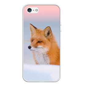 Чехол для iPhone 5/5S матовый с принтом Morning , Силикон | Область печати: задняя сторона чехла, без боковых панелей | fox | red | лиса | лисенок | рыжая