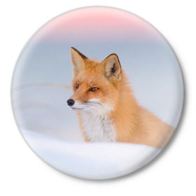 Значок с принтом Morning ,  металл | круглая форма, металлическая застежка в виде булавки | Тематика изображения на принте: fox | red | лиса | лисенок | рыжая