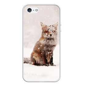 Чехол для iPhone 5/5S матовый с принтом Snow , Силикон | Область печати: задняя сторона чехла, без боковых панелей | fox | red | лиса | лисенок | рыжая