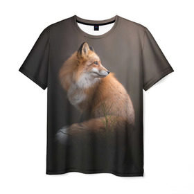 Мужская футболка 3D с принтом Лиса , 100% полиэфир | прямой крой, круглый вырез горловины, длина до линии бедер | fox | red | лиса | лисенок | рыжая