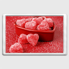 Магнит 45*70 с принтом Мармеладные сердца , Пластик | Размер: 78*52 мм; Размер печати: 70*45 | еда | конфеты | красный | мармелад | сердечки | сладости