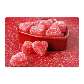 Магнитный плакат 3Х2 с принтом Мармеладные сердца , Полимерный материал с магнитным слоем | 6 деталей размером 9*9 см | еда | конфеты | красный | мармелад | сердечки | сладости