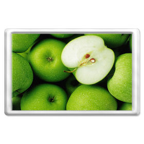Магнит 45*70 с принтом Зеленые яблоки , Пластик | Размер: 78*52 мм; Размер печати: 70*45 | еда | зеленый | фрукты | яблоко