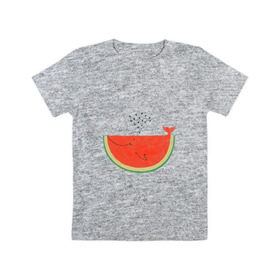 Детская футболка хлопок с принтом Кит Арбуз , 100% хлопок | круглый вырез горловины, полуприлегающий силуэт, длина до линии бедер | Тематика изображения на принте: арбуз | иллюзия | кит | лето | море | океан | принт | рыба | семечки | фонтан | фрукты | ягоды