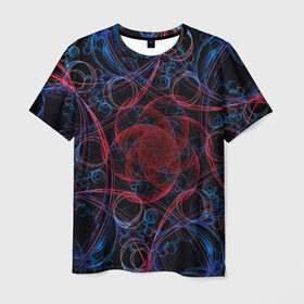 Мужская футболка 3D с принтом Оптические линии , 100% полиэфир | прямой крой, круглый вырез горловины, длина до линии бедер | 3d | абстракция | другие | краска | линии | оптические | полосы | прикольные | разводы | узоры | фрактал | цветные | яркие