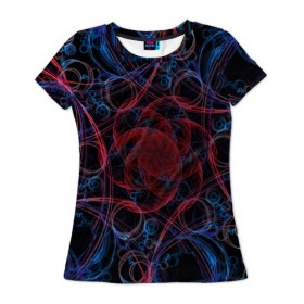 Женская футболка 3D с принтом Оптические линии , 100% полиэфир ( синтетическое хлопкоподобное полотно) | прямой крой, круглый вырез горловины, длина до линии бедер | 3d | абстракция | другие | краска | линии | оптические | полосы | прикольные | разводы | узоры | фрактал | цветные | яркие