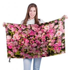 Флаг 3D с принтом Розовый рай , 100% полиэстер | плотность ткани — 95 г/м2, размер — 67 х 109 см. Принт наносится с одной стороны | бутон | лепестки | роза | розовый | розочка | цветок | цветы