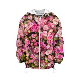 Детская куртка 3D с принтом Розовый рай , 100% полиэстер | застежка — молния, подол и капюшон оформлены резинкой с фиксаторами, по бокам — два кармана без застежек, один потайной карман на груди, плотность верхнего слоя — 90 г/м2; плотность флисового подклада — 260 г/м2 | бутон | лепестки | роза | розовый | розочка | цветок | цветы