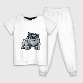 Детская пижама хлопок с принтом Бульдог , 100% хлопок |  брюки и футболка прямого кроя, без карманов, на брюках мягкая резинка на поясе и по низу штанин
 | босс | бульдог | собака
