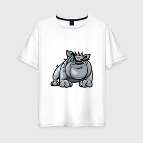 Женская футболка хлопок Oversize с принтом Бульдог , 100% хлопок | свободный крой, круглый ворот, спущенный рукав, длина до линии бедер
 | босс | бульдог | собака