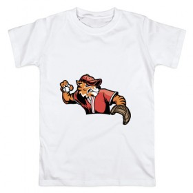 Мужская футболка хлопок с принтом Тигр , 100% хлопок | прямой крой, круглый вырез горловины, длина до линии бедер, слегка спущенное плечо. | 