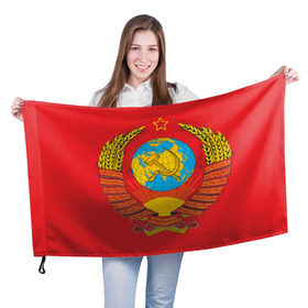 Флаг 3D с принтом Герб СССР , 100% полиэстер | плотность ткани — 95 г/м2, размер — 67 х 109 см. Принт наносится с одной стороны | 9 мая | великая отечественная война | вов | война | георгиевская лента | герой | день победы | мир | победа | пролетарии всех стран | советский | союз | ссср