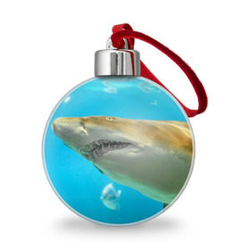 Ёлочный шар с принтом Тигровая акула , Пластик | Диаметр: 77 мм | Тематика изображения на принте: голубое море | океан | рыба