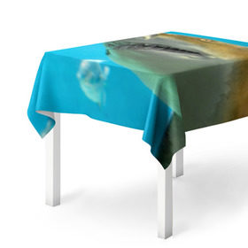 Скатерть 3D с принтом Тигровая акула , 100% полиэстер (ткань не мнется и не растягивается) | Размер: 150*150 см | Тематика изображения на принте: голубое море | океан | рыба