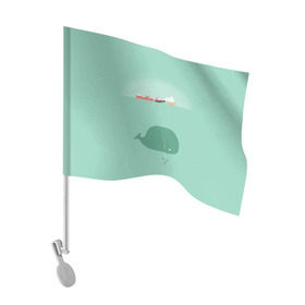 Флаг для автомобиля с принтом Кит с корабликами , 100% полиэстер | Размер: 30*21 см | кит | корабли | лодки | море | океан | шарики | якорь | якоря