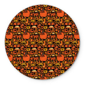 Коврик круглый с принтом Тыквы Хэллоуин , резина и полиэстер | круглая форма, изображение наносится на всю лицевую часть | крик | монстры | овощи | праздник | тыква | хэллоуин