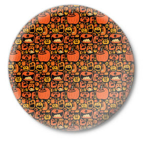 Значок с принтом Тыквы Хэллоуин ,  металл | круглая форма, металлическая застежка в виде булавки | крик | монстры | овощи | праздник | тыква | хэллоуин