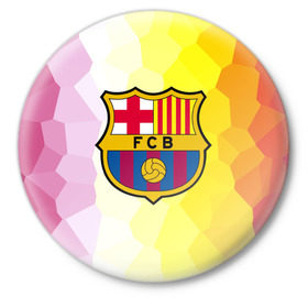 Значок с принтом FCB ,  металл | круглая форма, металлическая застежка в виде булавки | fc barcelona | fcb | барса | барселона | болельщики | фанаты | футбол | футбольный клуб