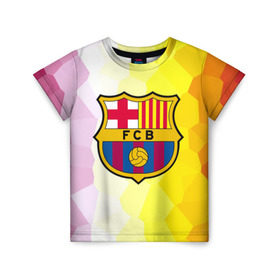 Детская футболка 3D с принтом FCB , 100% гипоаллергенный полиэфир | прямой крой, круглый вырез горловины, длина до линии бедер, чуть спущенное плечо, ткань немного тянется | fc barcelona | fcb | барса | барселона | болельщики | фанаты | футбол | футбольный клуб