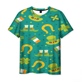 Мужская футболка 3D с принтом День святого Патрика , 100% полиэфир | прямой крой, круглый вырез горловины, длина до линии бедер | Тематика изображения на принте: зеленая | ирландия