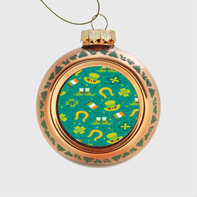 Стеклянный ёлочный шар с принтом День святого Патрика , Стекло | Диаметр: 80 мм | зеленая | ирландия