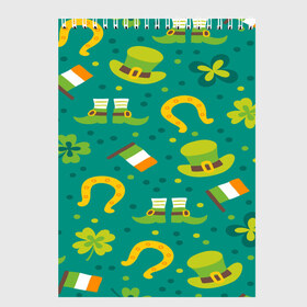 Скетчбук с принтом День святого Патрика , 100% бумага
 | 48 листов, плотность листов — 100 г/м2, плотность картонной обложки — 250 г/м2. Листы скреплены сверху удобной пружинной спиралью | Тематика изображения на принте: зеленая | ирландия