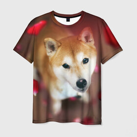 Мужская футболка 3D с принтом Love , 100% полиэфир | прямой крой, круглый вырез горловины, длина до линии бедер | dog | ину | пес | сиба | сиба ину | собака