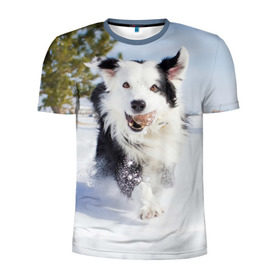 Мужская футболка 3D спортивная с принтом Snow , 100% полиэстер с улучшенными характеристиками | приталенный силуэт, круглая горловина, широкие плечи, сужается к линии бедра | dog | бордер | бордер колли | колли | пес | собака